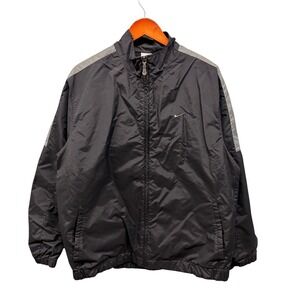Nike Windbreaker Jacket Men's Large Black Gray Lightweight Nylon Vintage